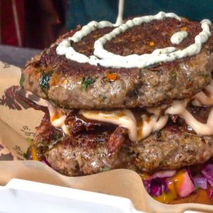 Double Big Burger with Indian Spices and Taste. London Street Food. Camden Town