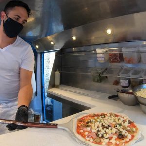 Italian Pizza in Wood Fired Oven On The Road. London Street Food