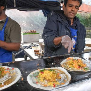 Dosa Flatbreads and Chicken Curry from India. London Street Food