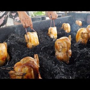 놀라운 짚불 통닭, 초대형 통닭구이 몰아보기 / Amazing Way to Grilled Chicken - Thai street food