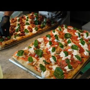 Baking Italian Pizza, Bread, Stuffed Focaccia, Rolls and Buns. Food of Turin, Torino