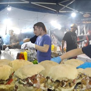 Girl Prepares Huge Stuffed Italian Sandwiches Fast! Milan Street Food, Italy