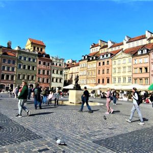 Warsaw, Poland. Walking Tour in the Old Town. Royal Castle, Market Square, Barbakan