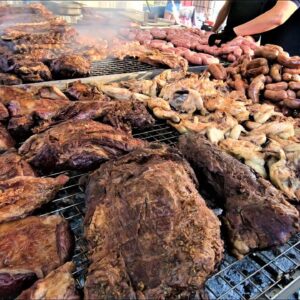 Italy Street Food  Grilling Huge Amount of Meat from Argentina  Asado, Angus, Ribs, Sausages