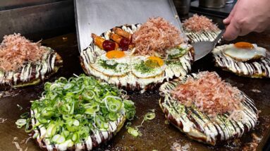 하루 손님 1800명, 한달 매출 10억!? 대박터진 대왕 오코노미야키 japanese pancake, giant okonomiyaki - japanese street food