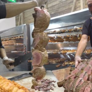 Brazil Street Food. Churrasco, Picanha and more Juicy Meat. Street Food Festival in Italy